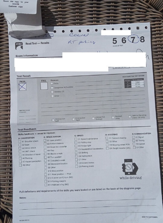 Road test success proof image from Zula Driving School